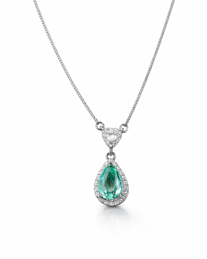 Smeraldo di Luce – Set Collana e Orecchini Argento 925 con Goccia Verde Smeraldo