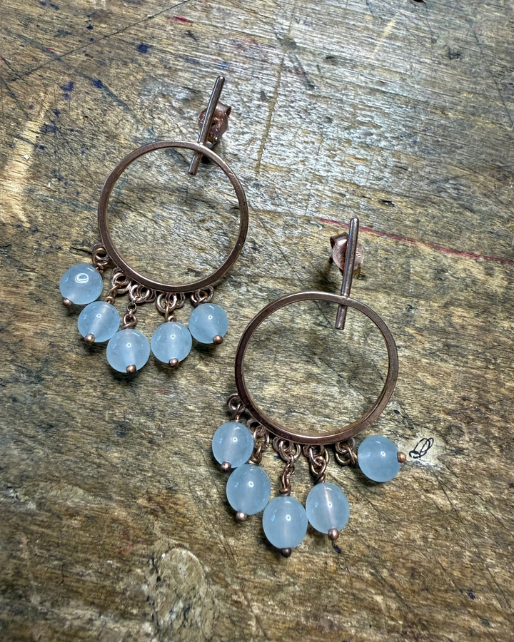 Cerchi di Cielo – Orecchini in Argento 925 Oro Rosa con Pietre Azzurre