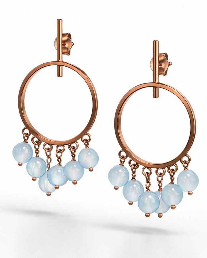 Cerchi di Cielo – Orecchini in Argento 925 Oro Rosa con Pietre Azzurre