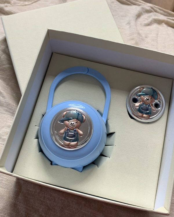 Porta ciuccio con placca in argento - Cagnani Oreficeria Orologeria Argenteria P.IVA: 01394740409